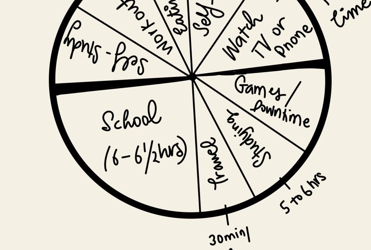 Pie chart of my average day . - student project