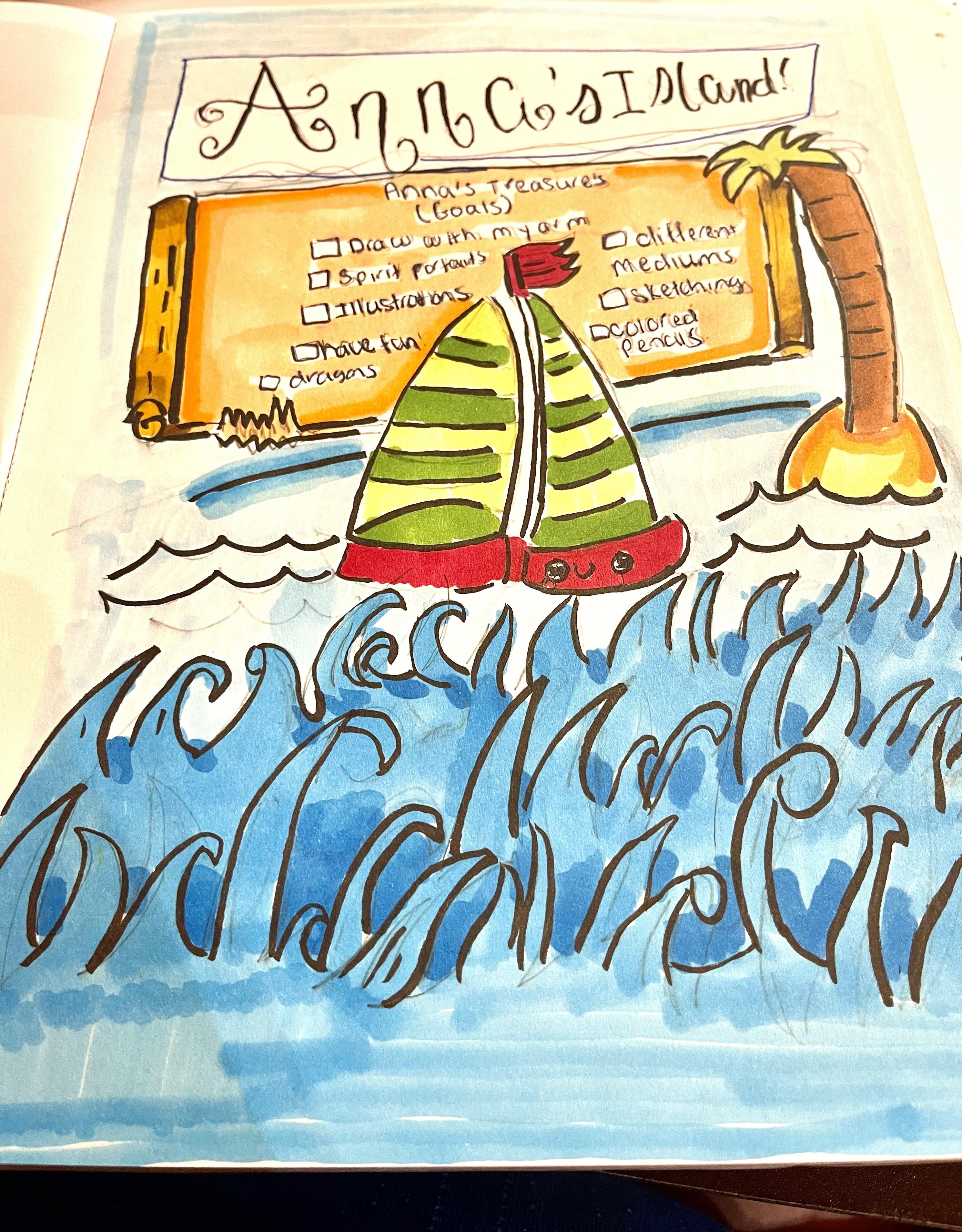 Anna’s Island Sketchbook cover page - student project