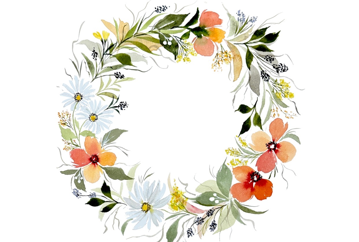 Watercolor Wreath - student project