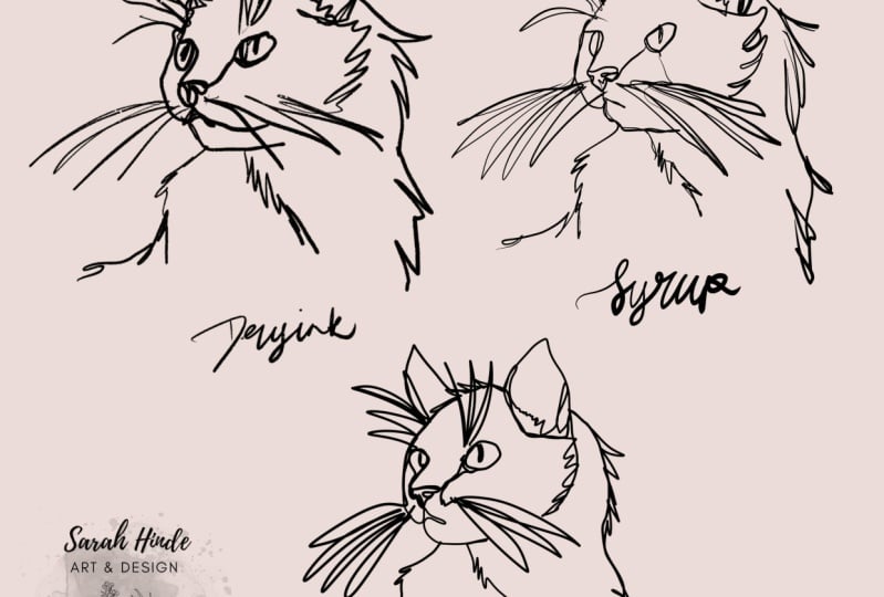 Cat one line drawing