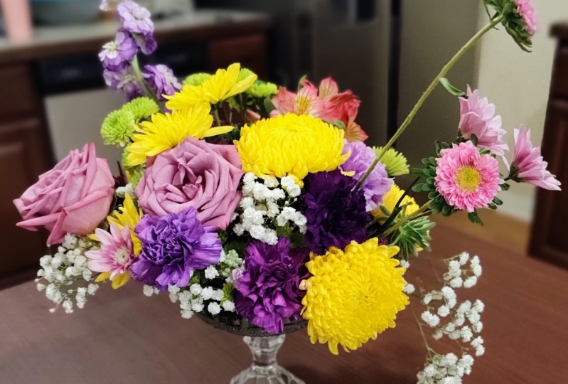 Small vessel floral arrangement