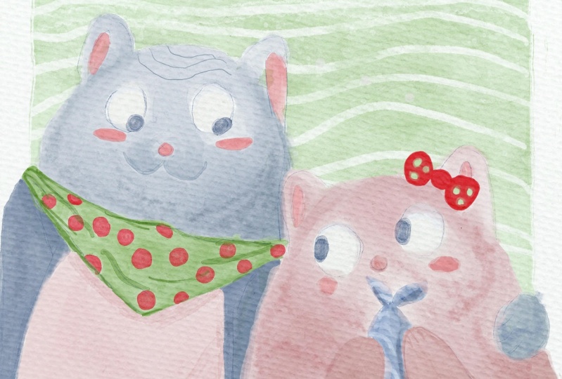 Cute Watercolor style cats in Procreate