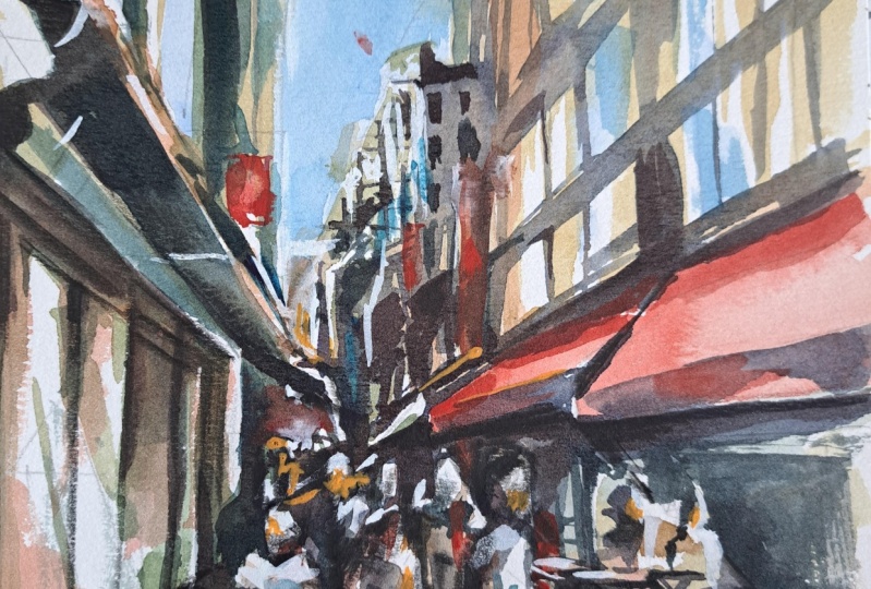 Loose watercolour cityscapes