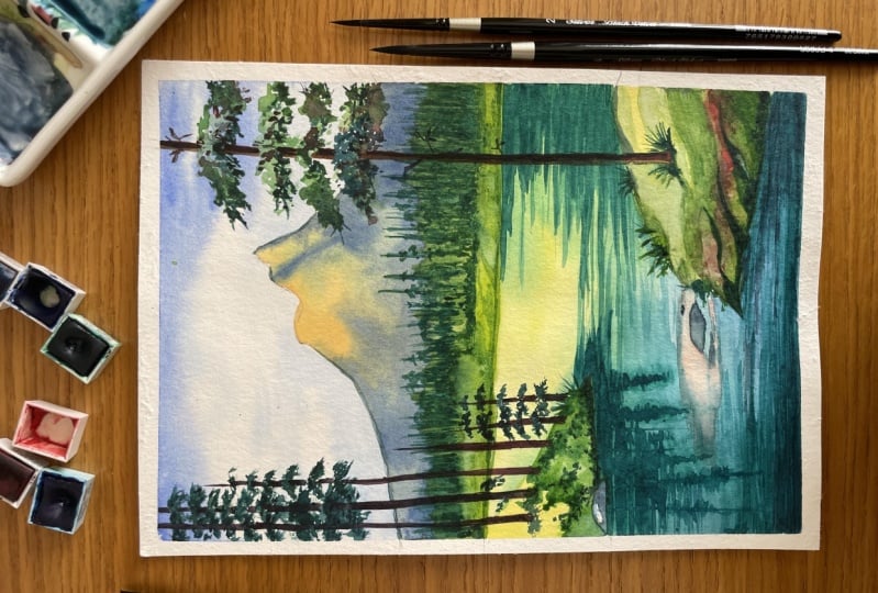 Colourful mountain and lake