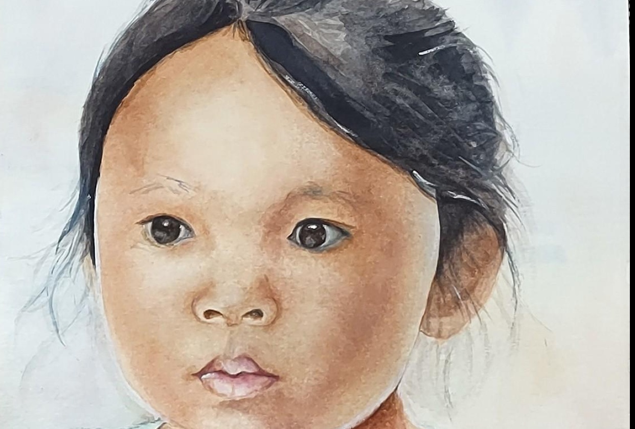 Realistic watercolour Portrait - student project