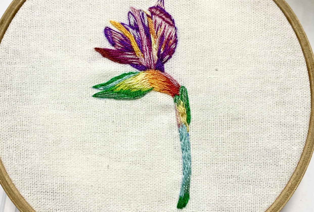 My first embroidered flower - student project