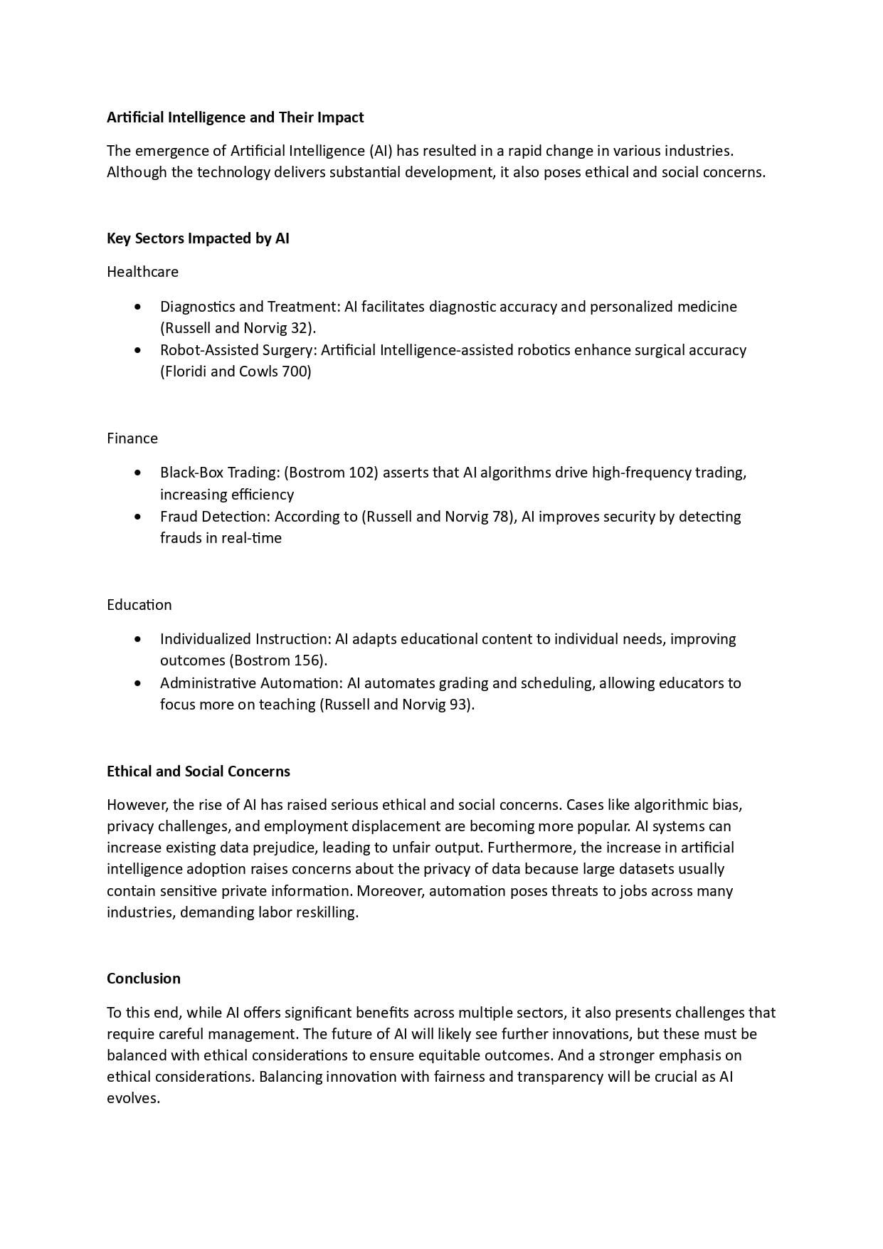 Artificial Intelligence and Their Impact - student project