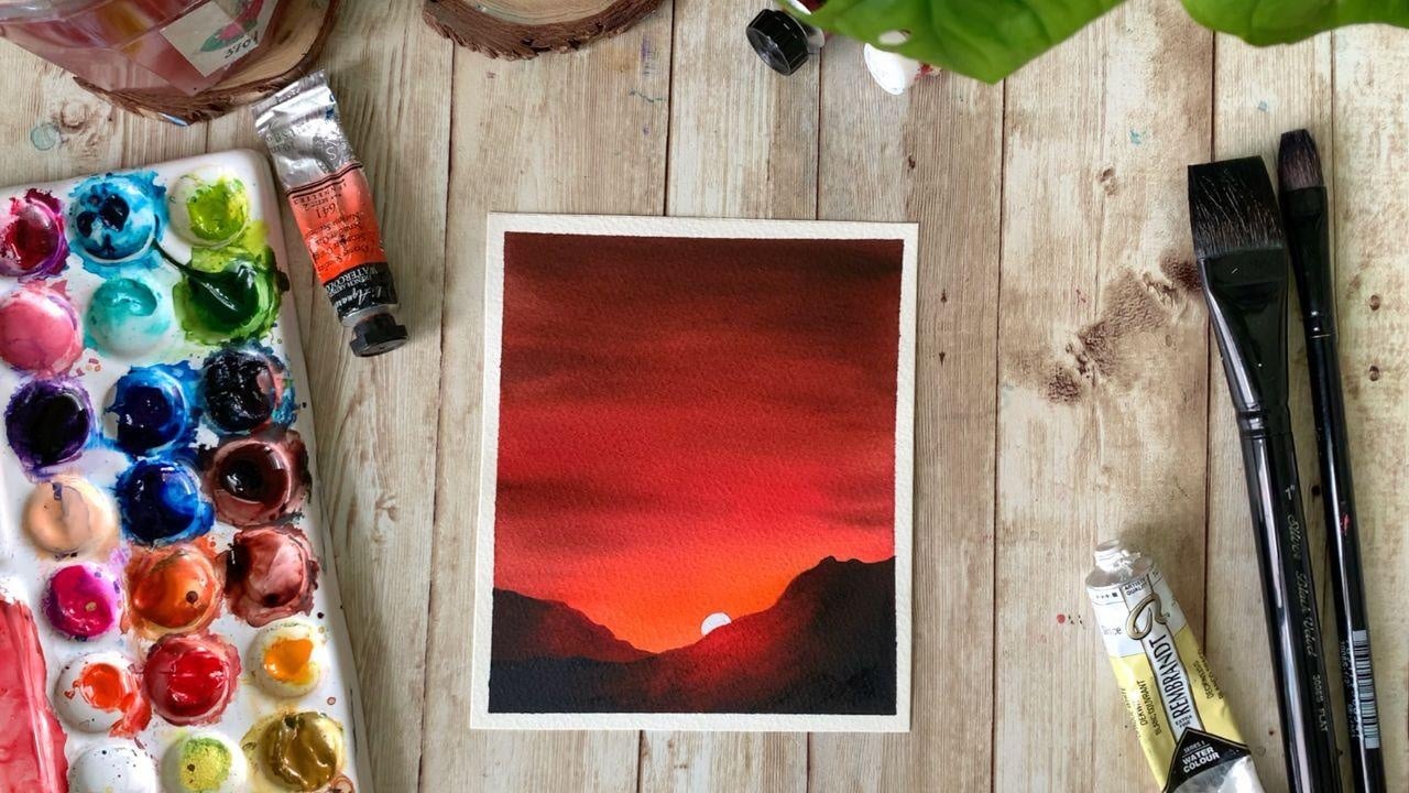 15 Minute Watercolor Skies - student project