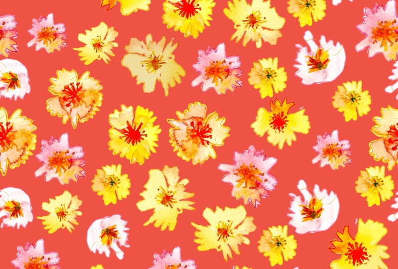 pastel watercolor flowers scattered pattern