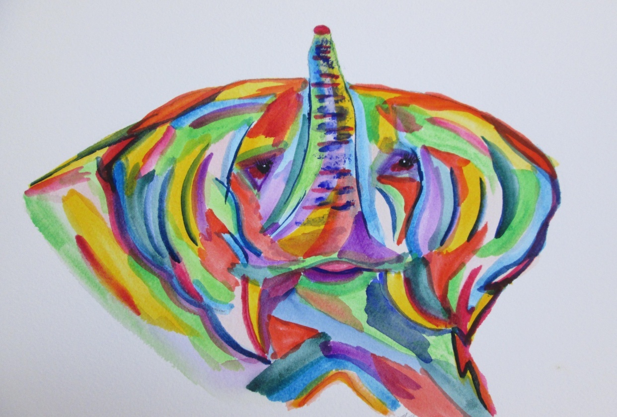 Abstract Colorful Lively Elephant - student project