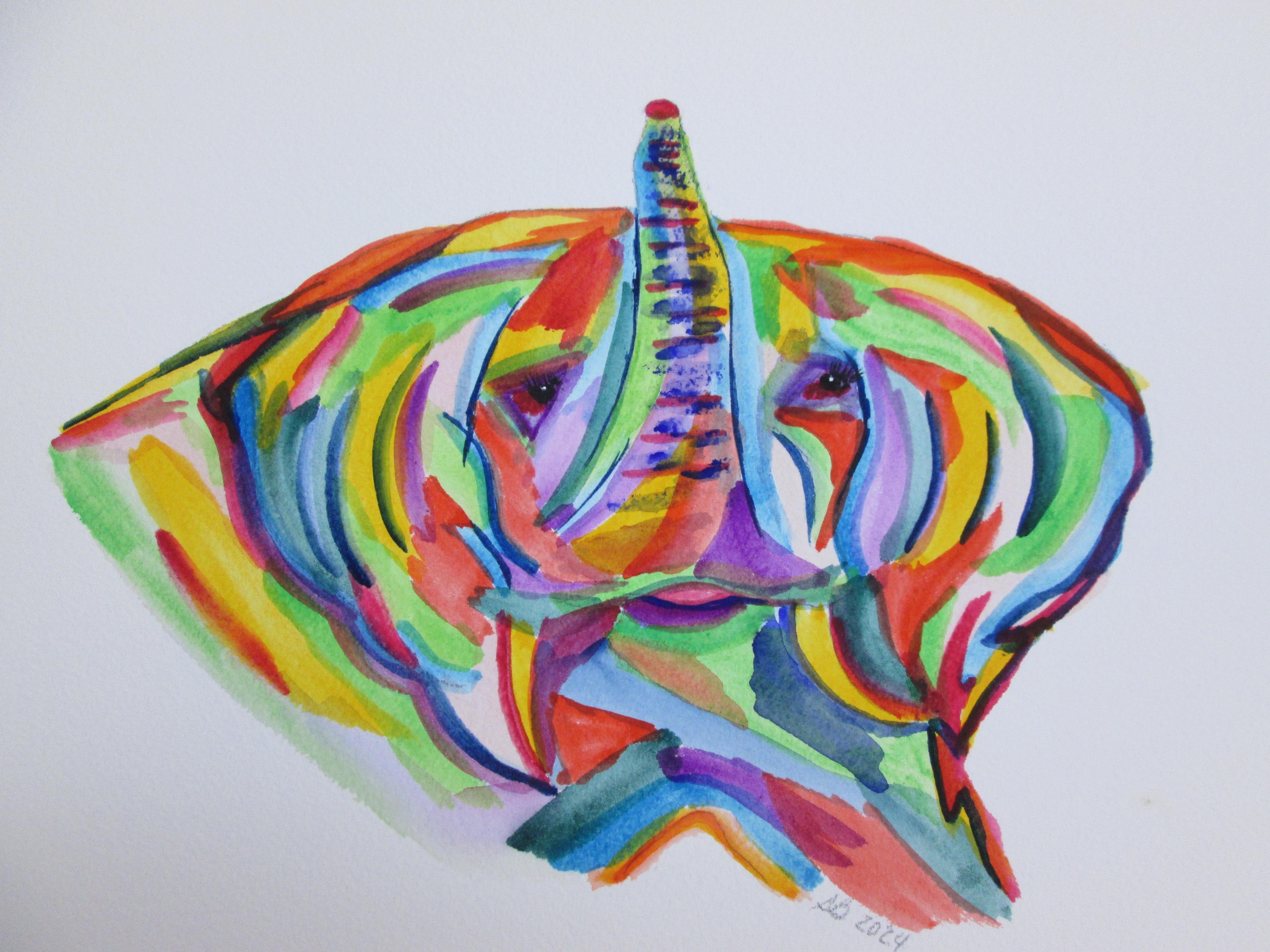 Abstract Colorful Lively Elephant - student project