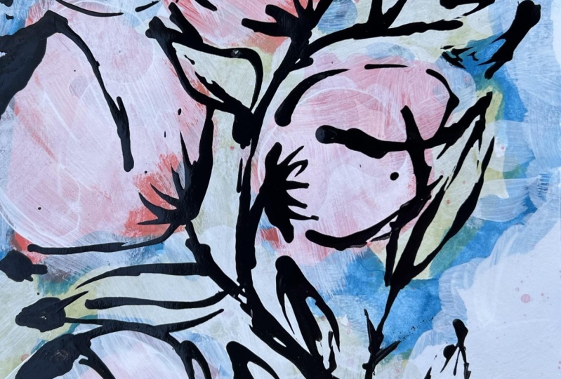 Floral illustration on watercolour