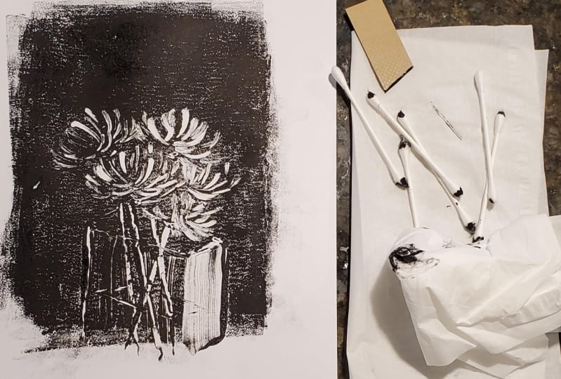 Reductive Monoprint: Mums