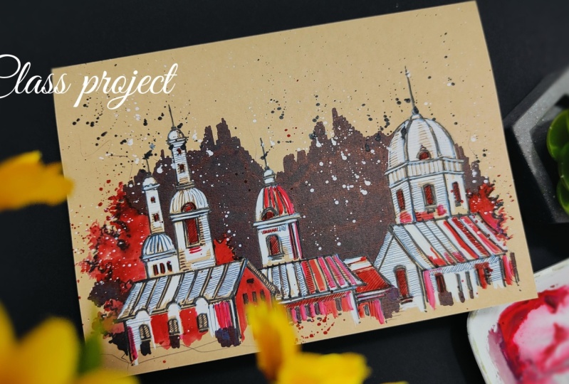 Castle Painting on Brown Paper With Three Easy Steps