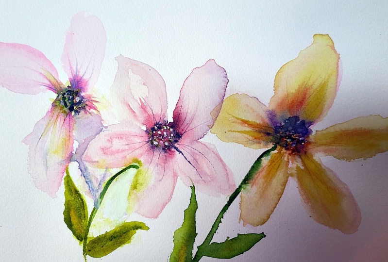 Scratch technique flowers