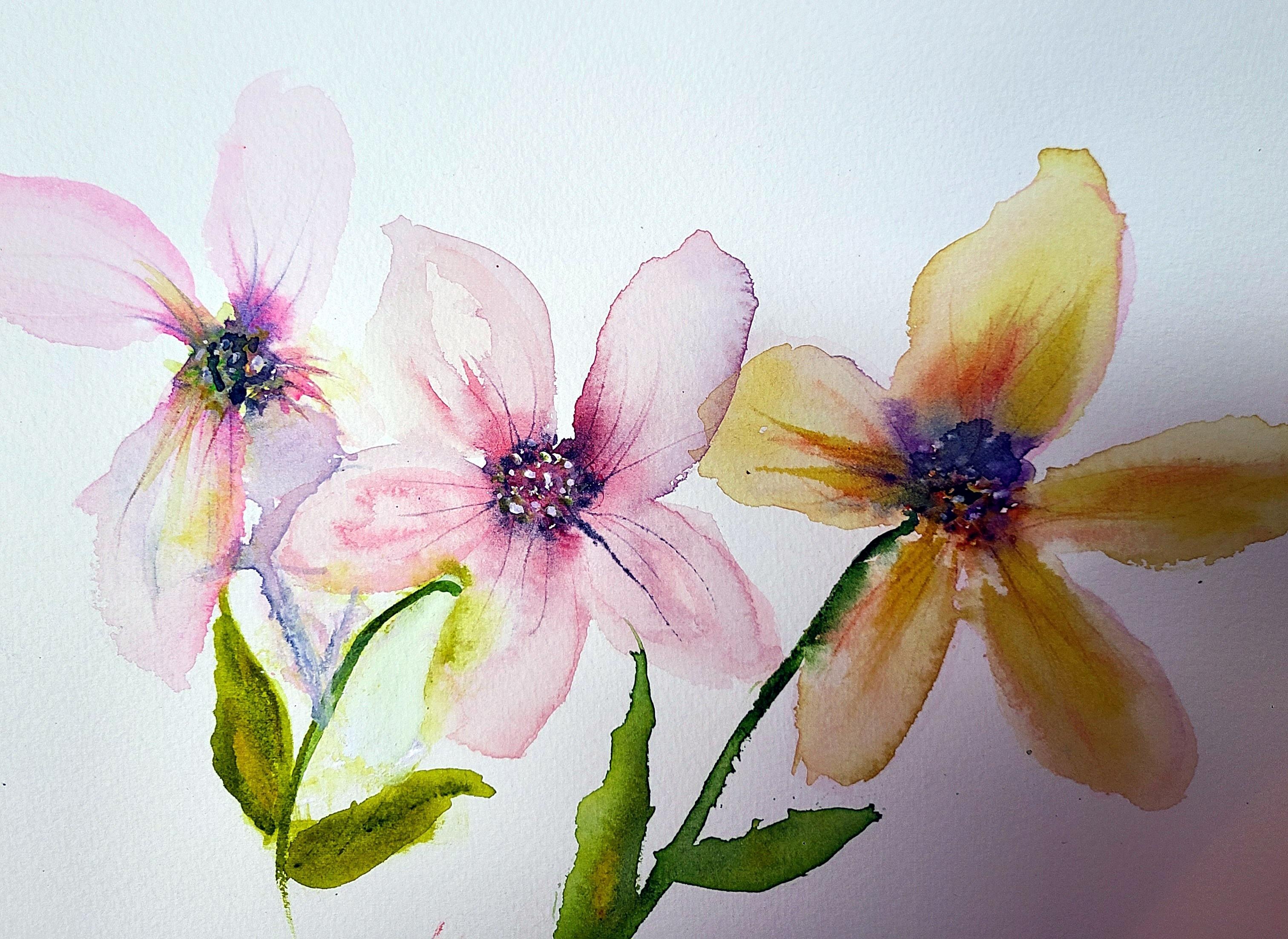 Scratch technique flowers - student project