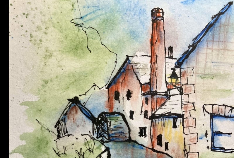 Sketching a charming Watermill