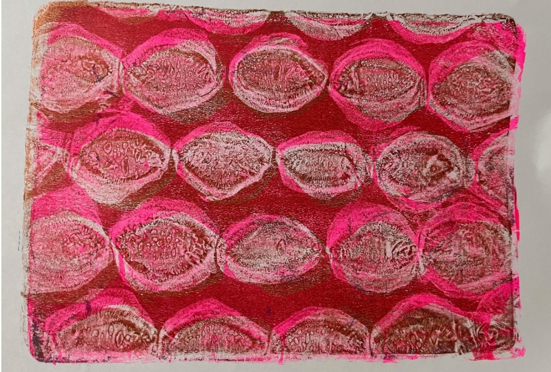 Bubble wrap gelli print