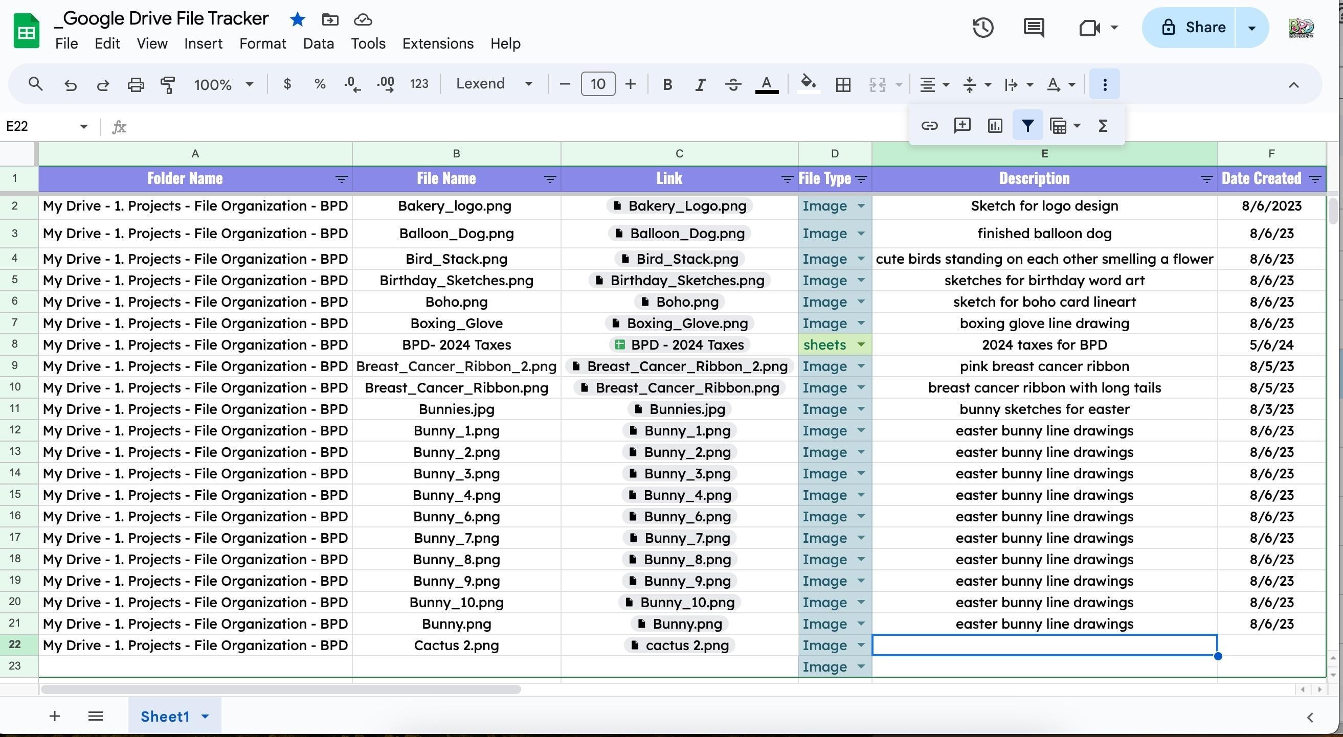 Google drive tracker - student project