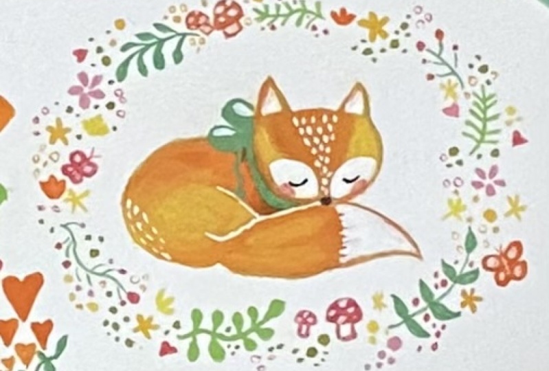 Cute little fox in gouache