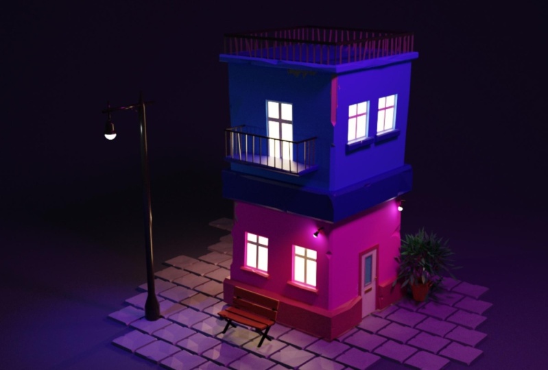 Animated Building Scene