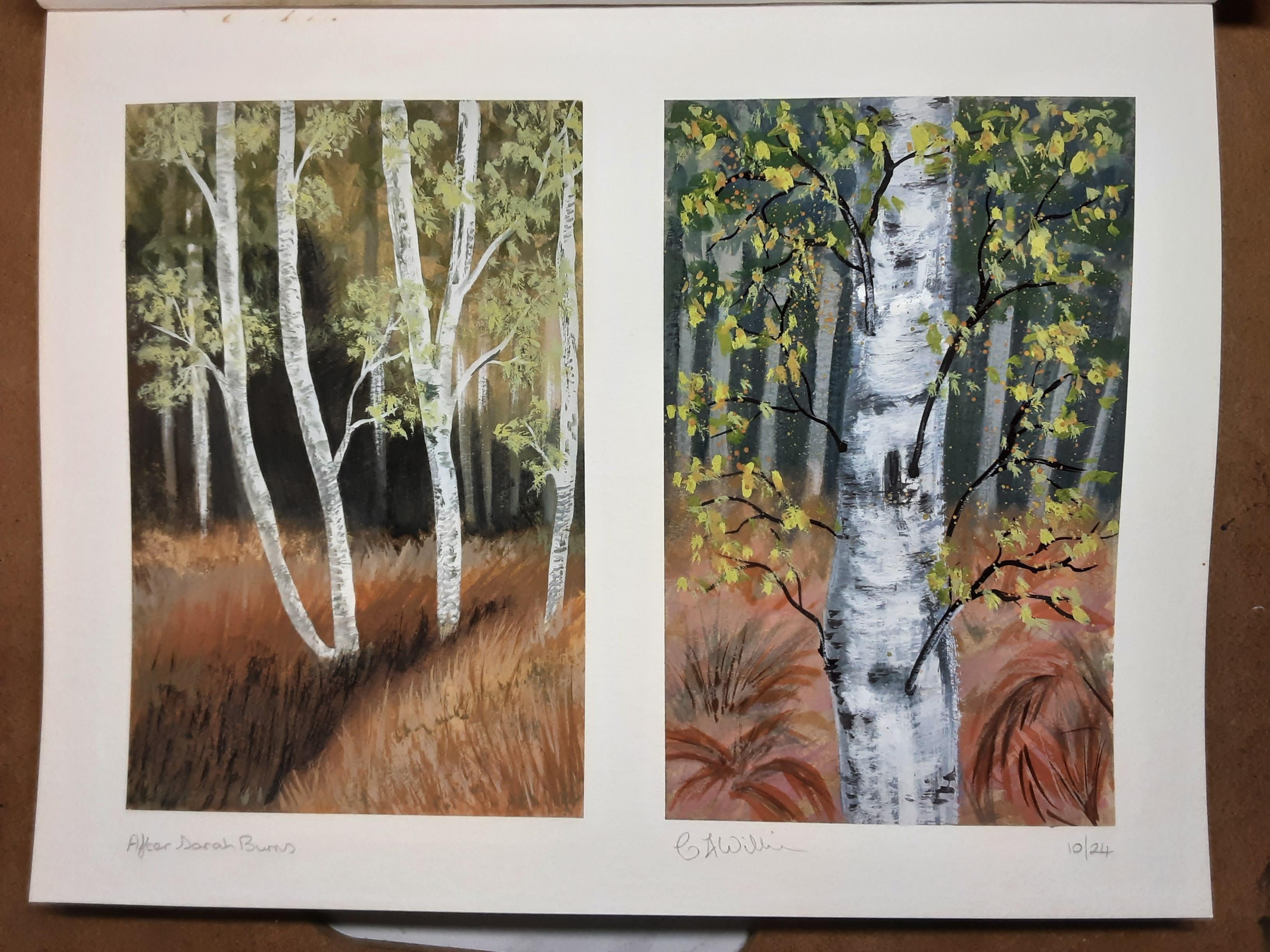 Autumn trees in gouache - student project