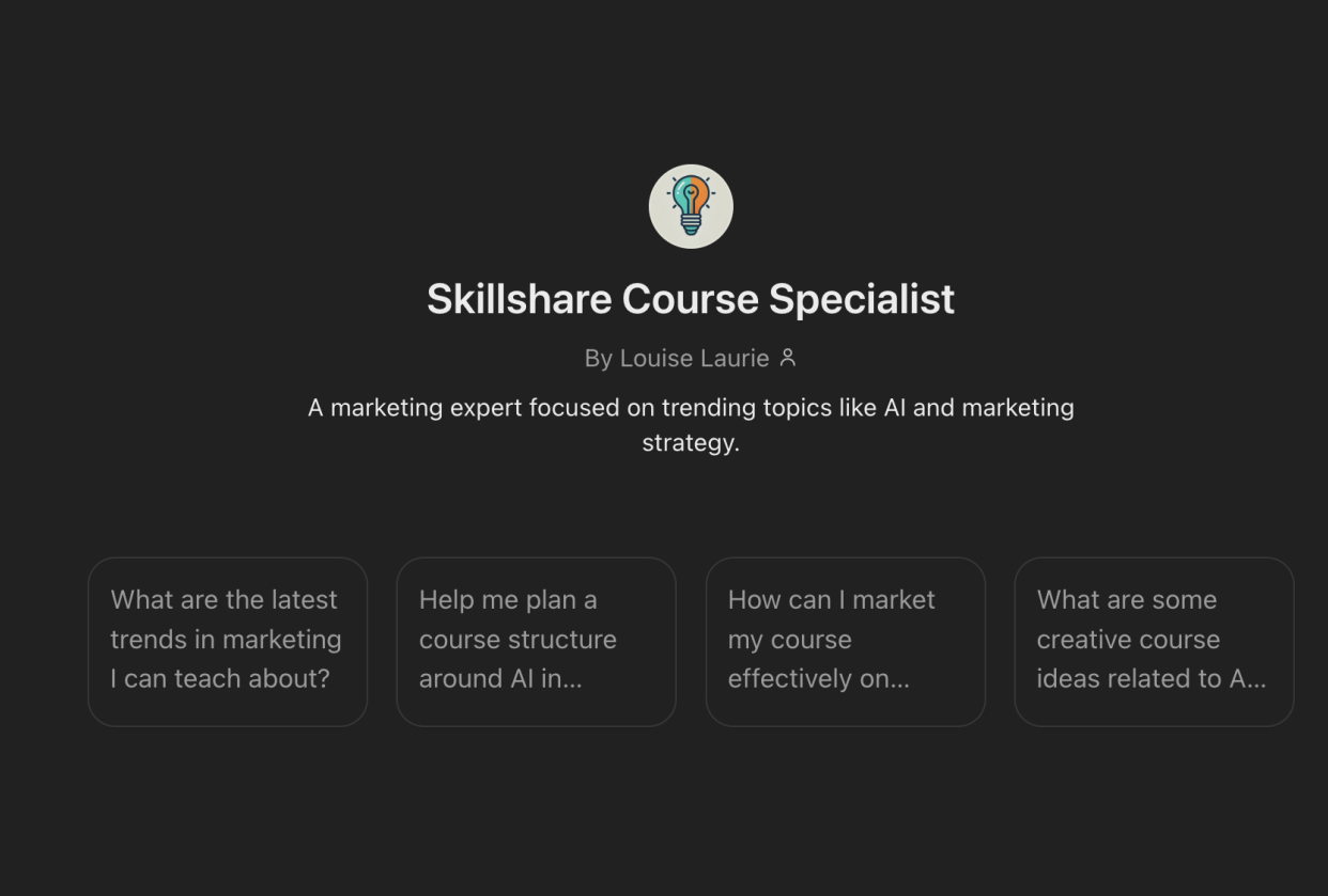 My custom ChatGPT - Skillshare Course Specialist - student project