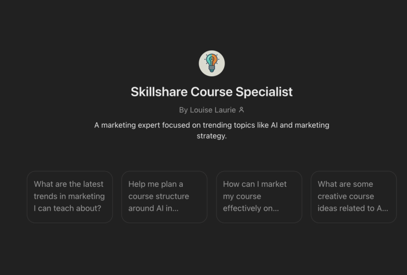 My custom ChatGPT - Skillshare Course Specialist