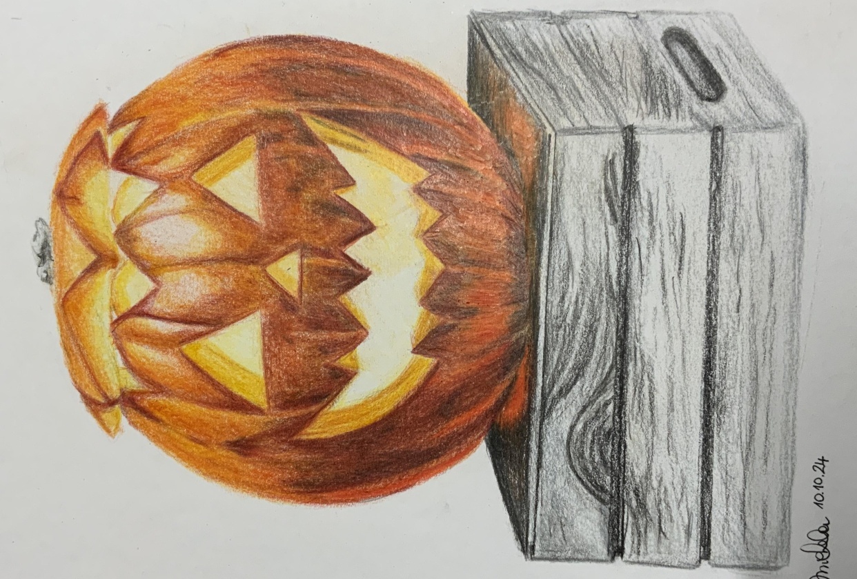 How to draw a Realistic Halloween Pumpkin - student project