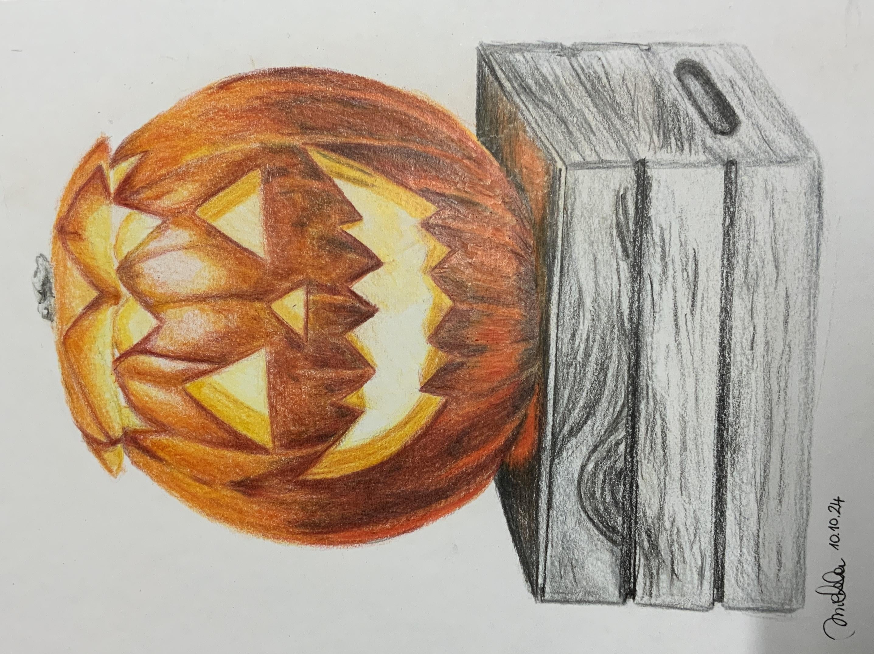 How to draw a Realistic Halloween Pumpkin - student project