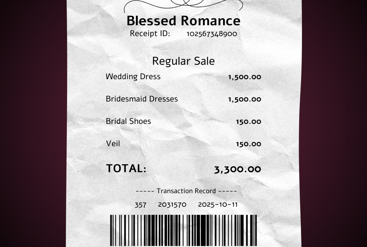 Blessed Romance Receipt - student project
