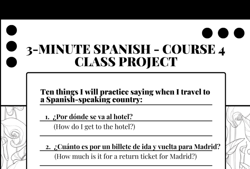 3-Minute Spanish Course 4 - Class Project
