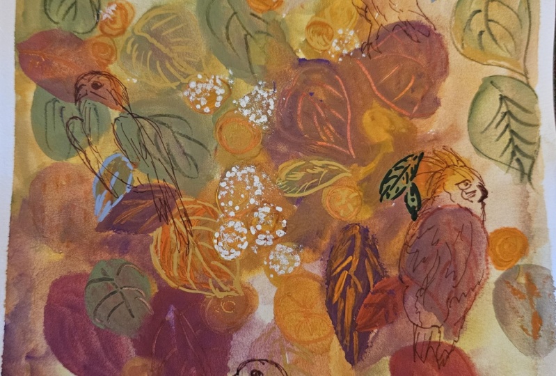 Whimsical gouache forest