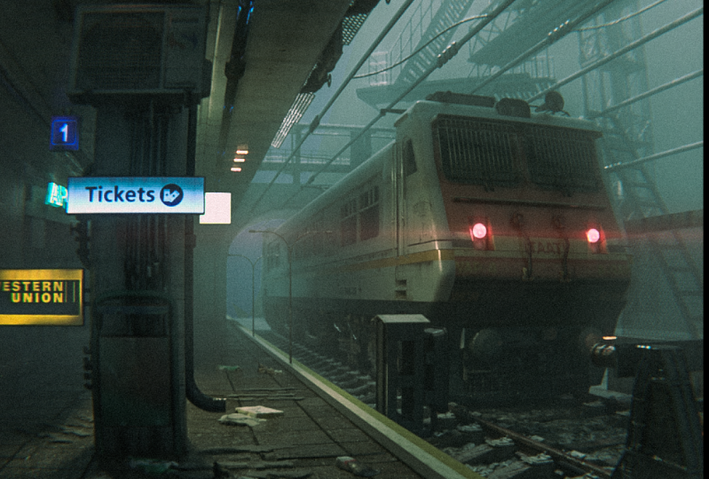 atmospheric train scene
