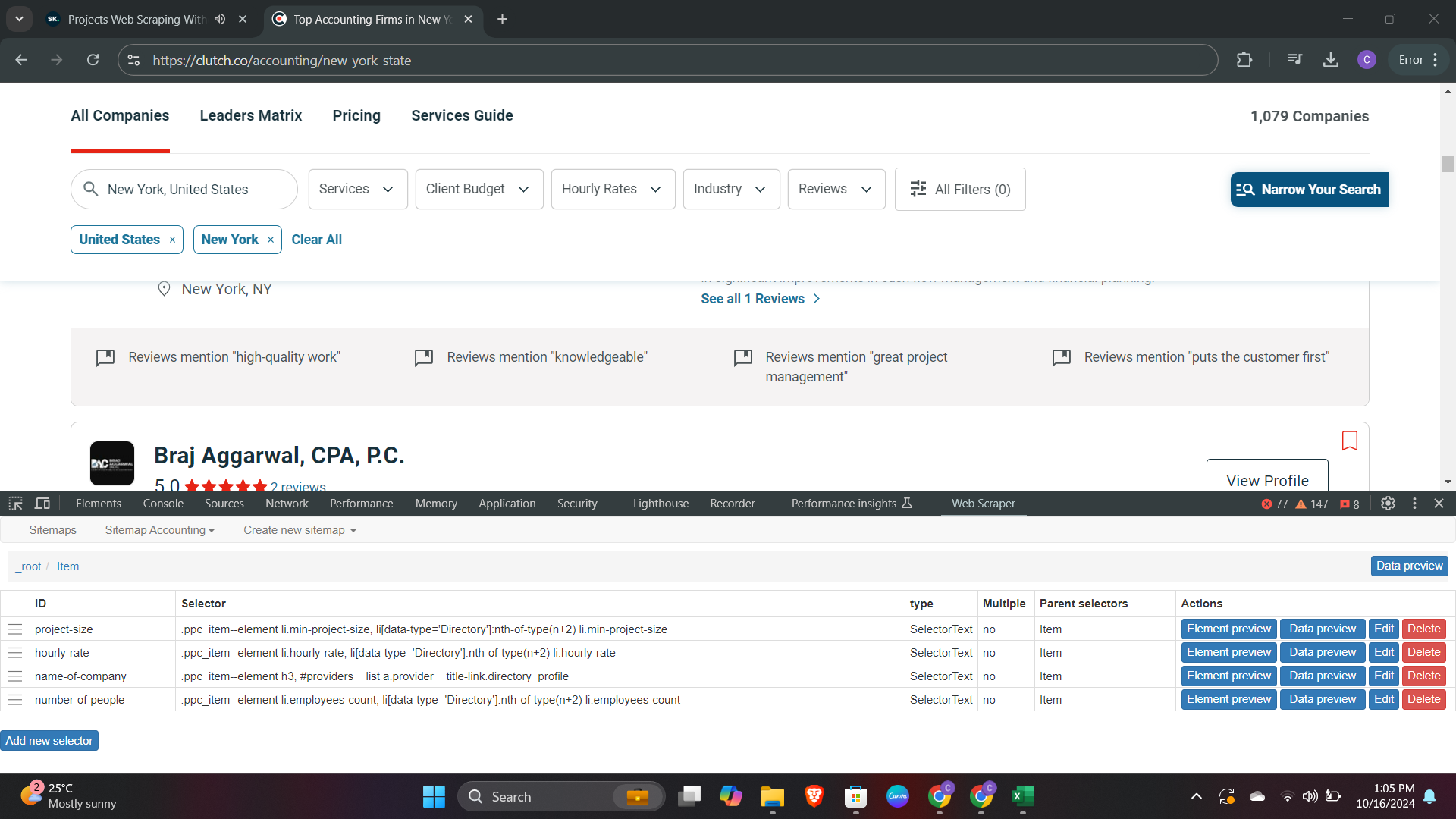 Web scraping - student project