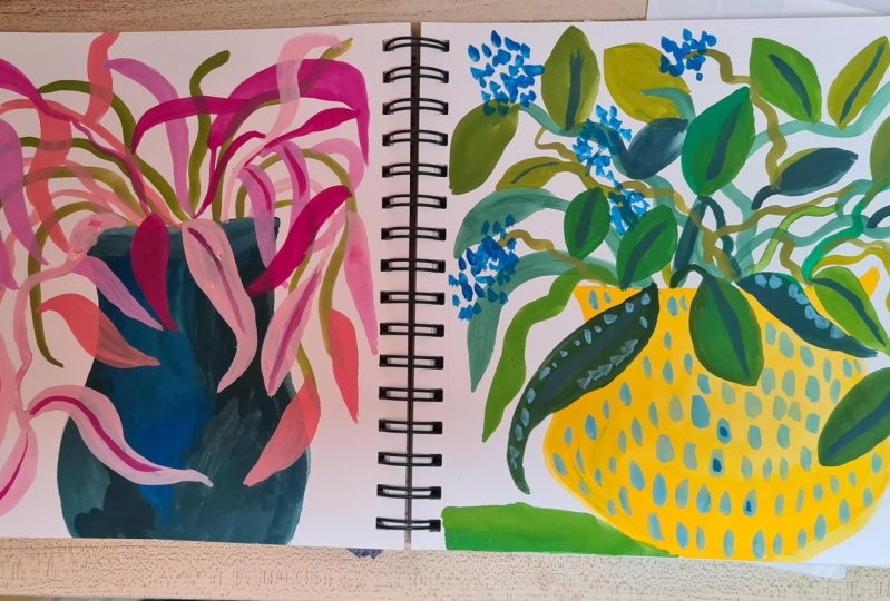 House plants in Gouache