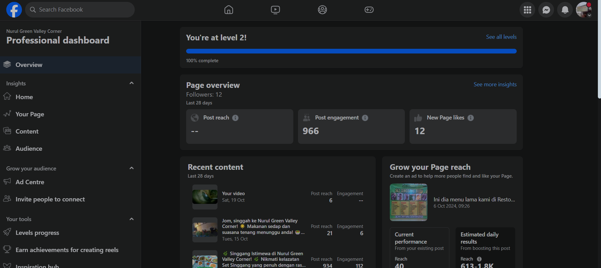 Post a screenshot of your facebook stats - student project