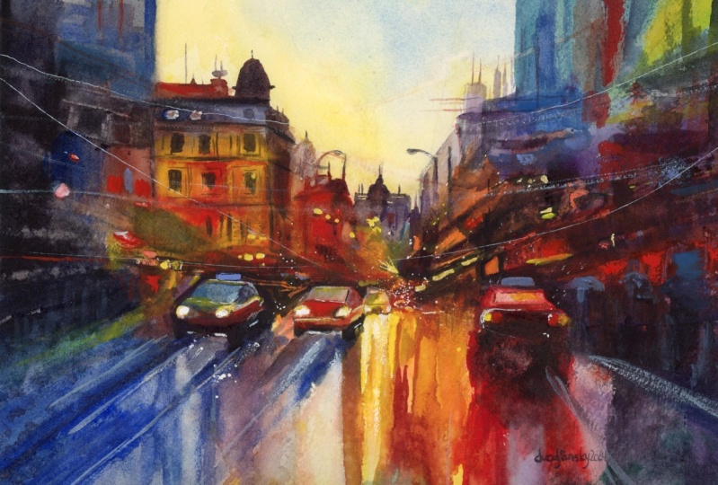 Rainy City Scene