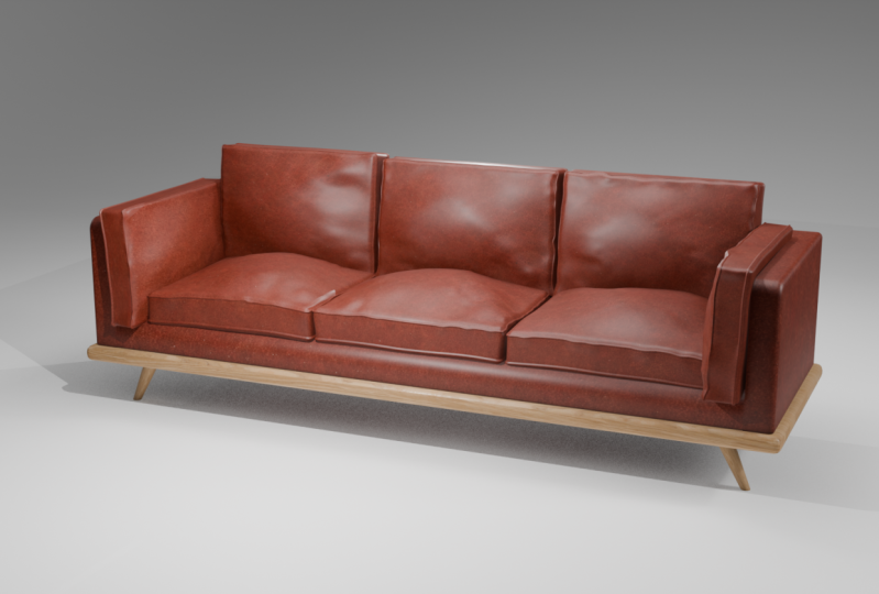 Red Leather Couch - Eevee Render