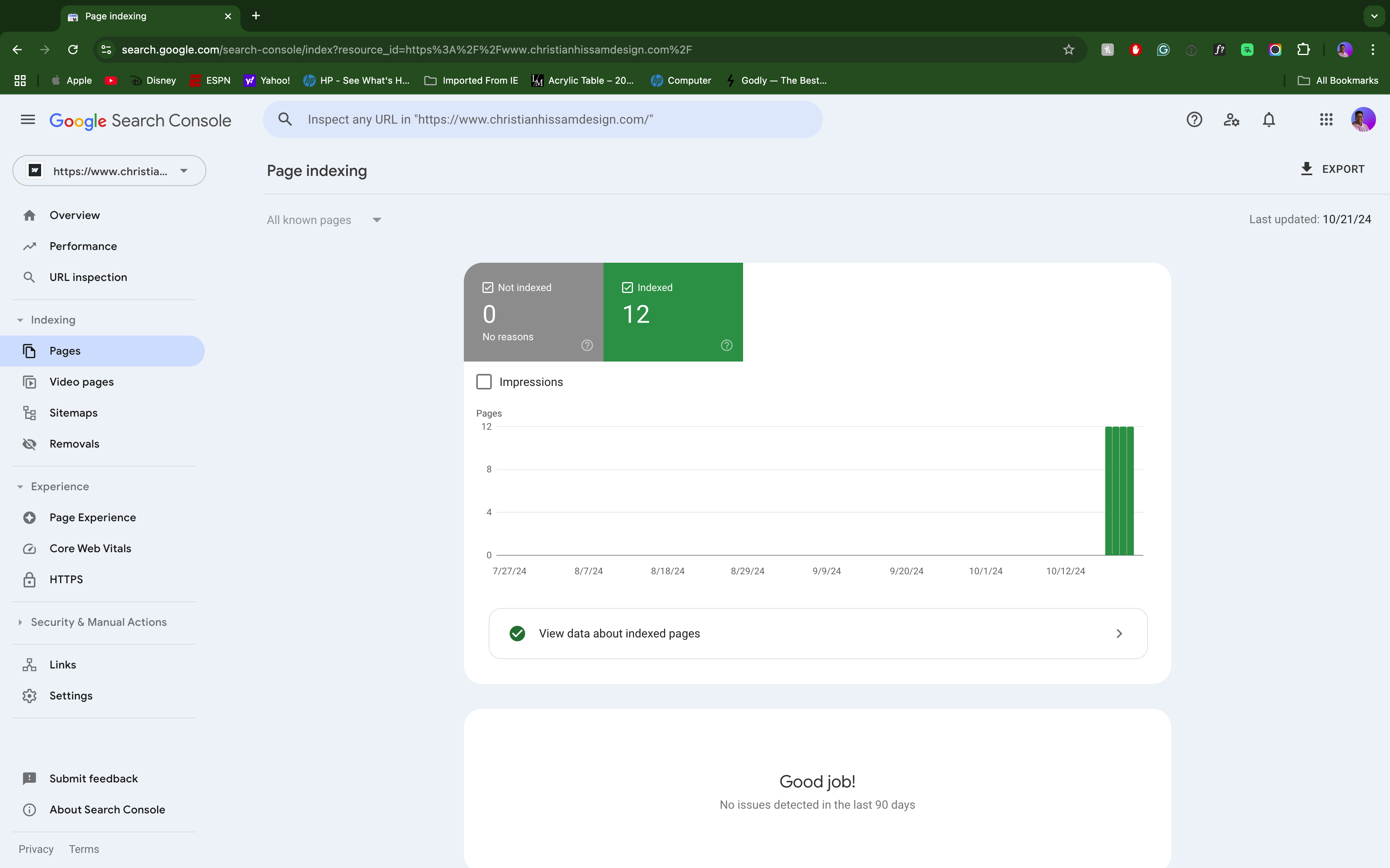 Implementing SEO for my design portfolio - student project