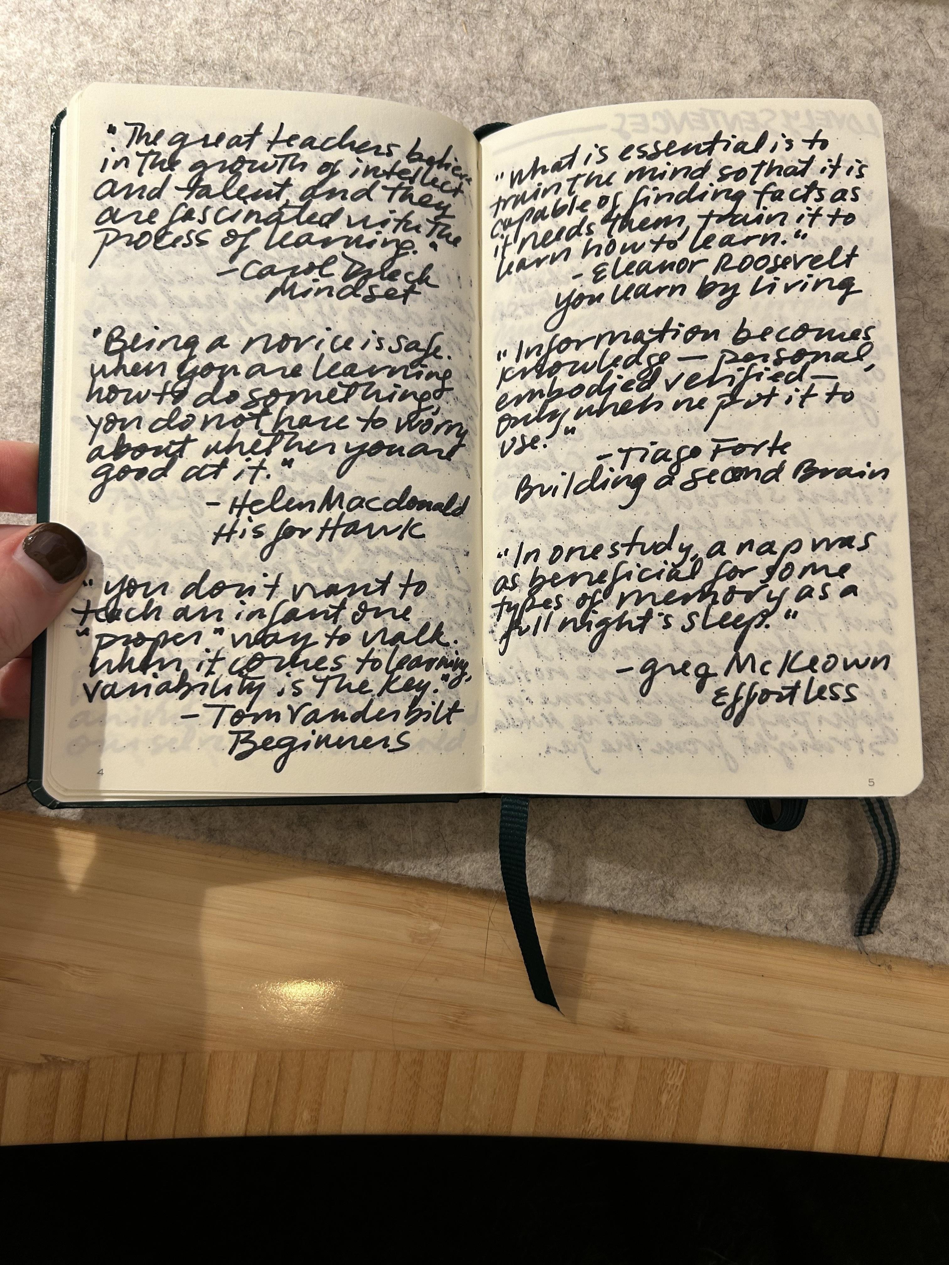 Commonplace book page - student project