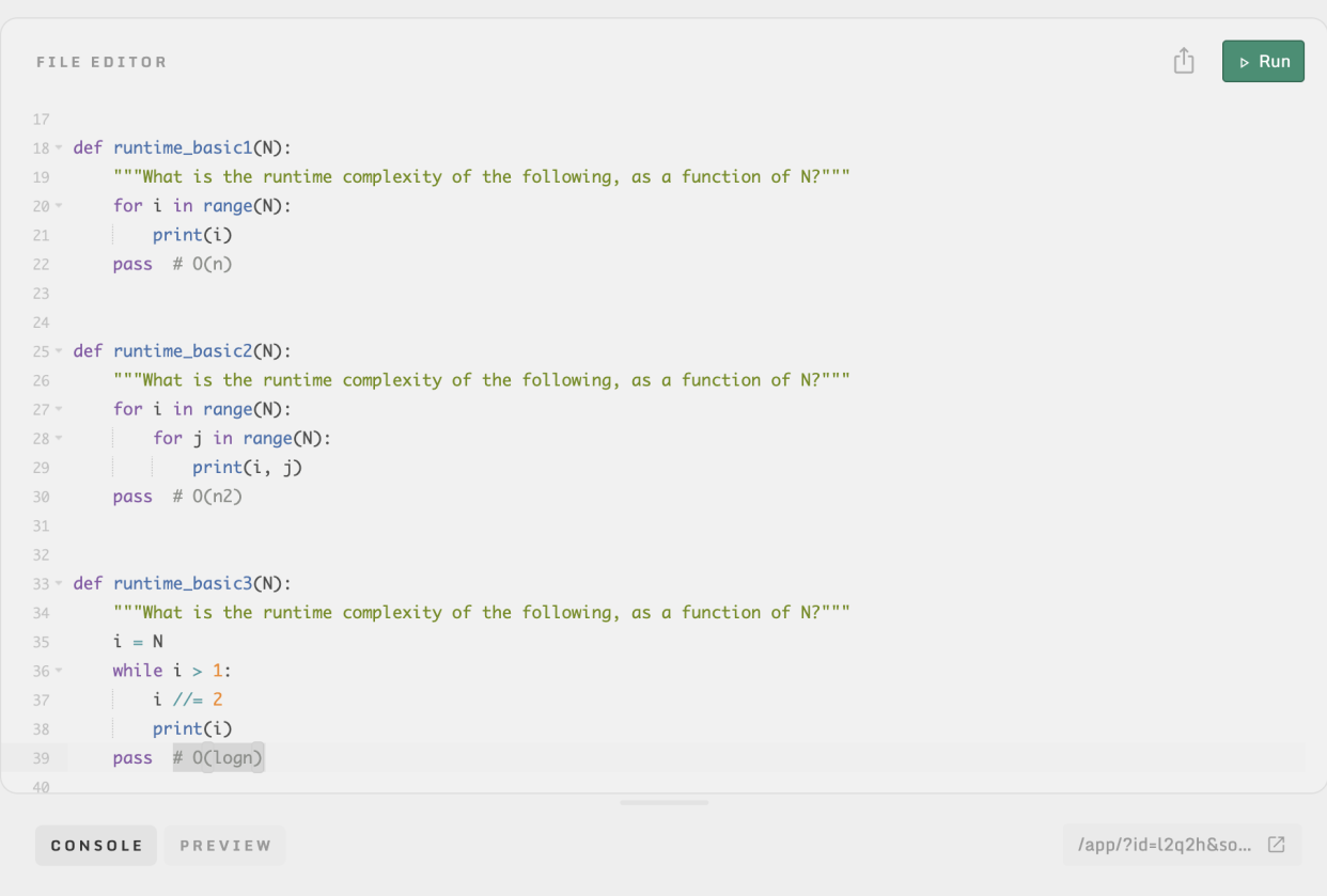 Runtime Complexity - student project