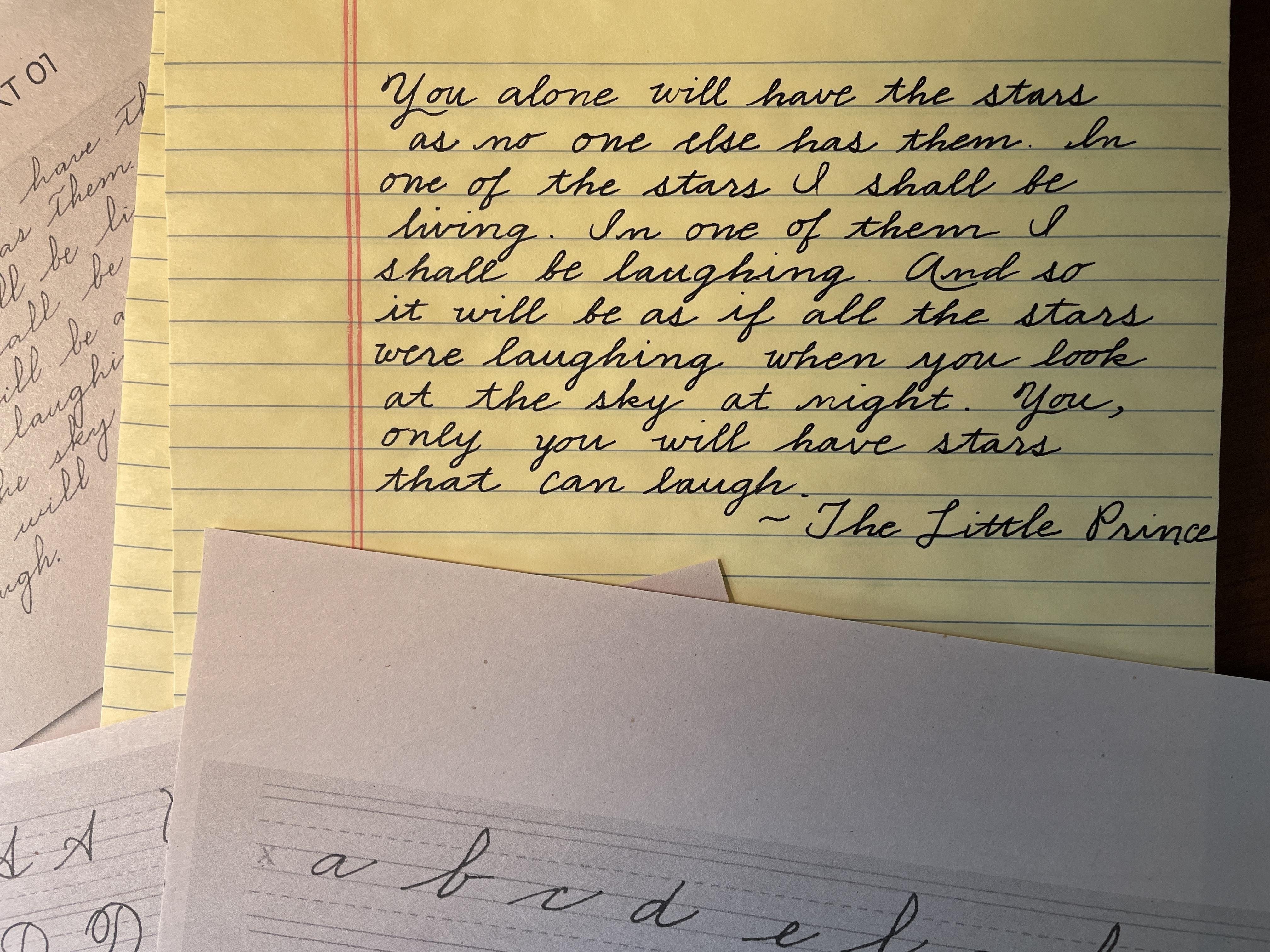 Cursive sample text - student project