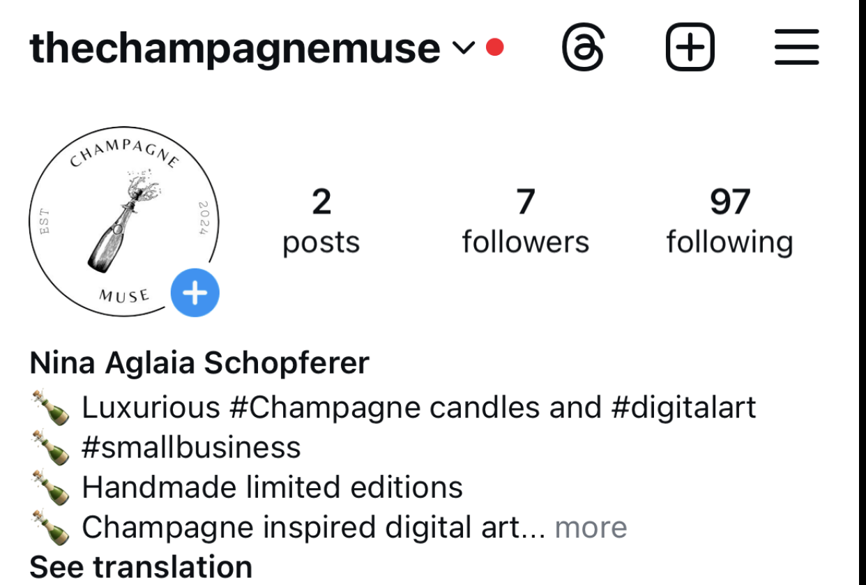 Small Business Account Creation: Champagne Muse - student project