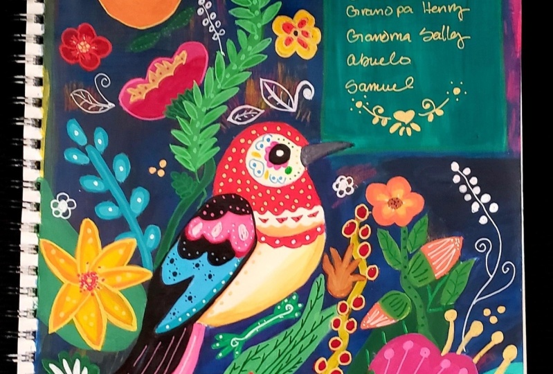Otomi Inspired Dias de Los Muertos Painting
