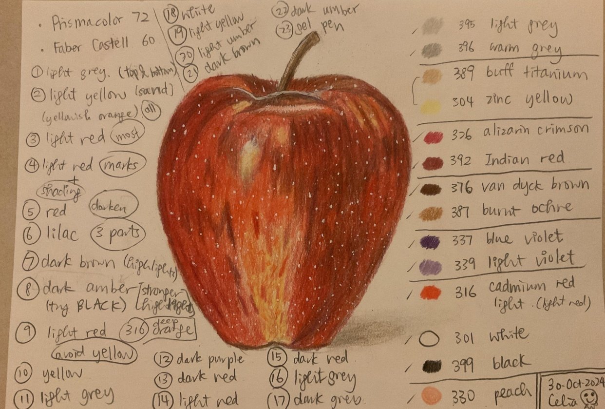Apple with Colored Pencils - student project