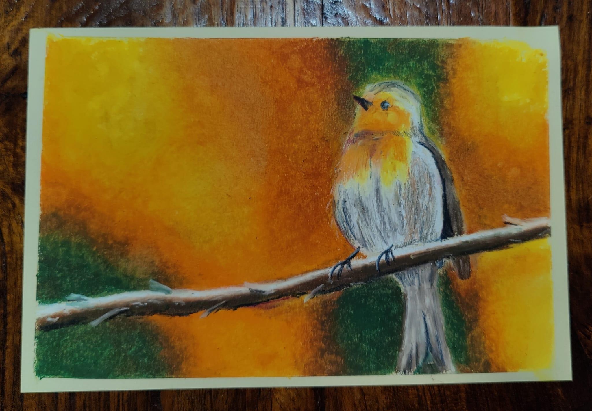 A splotchy background with bird - student project