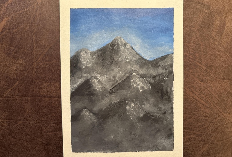 Misty mountains in acrylics