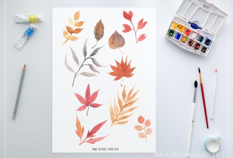 Sample Project - Painterly Autumn Flowers and Leaves