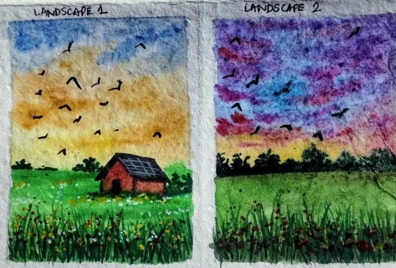 Meadows in watercolor with Shalika